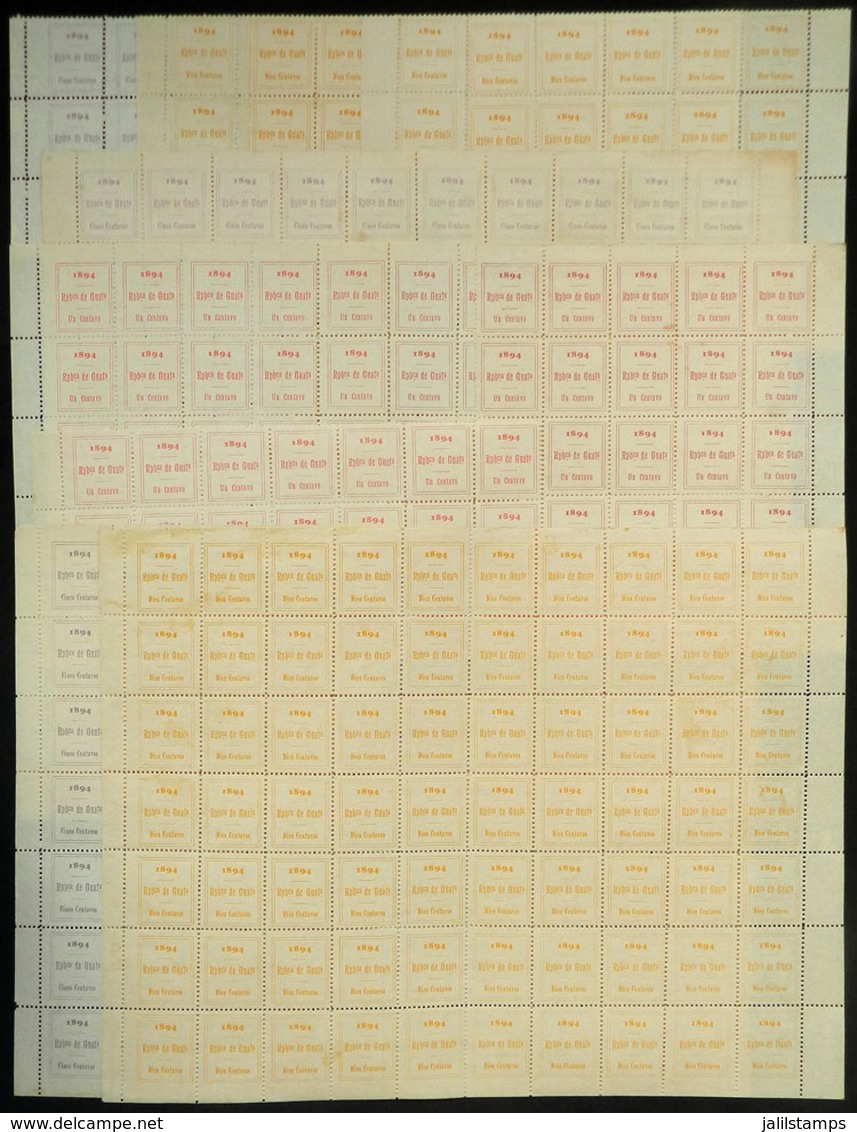 GUATEMALA: "Several Hundreds Revenue-postage Stamps Of 1894 In Complete Sheets Or Large Blocks, MNH And Of Excellent Qua - Guatemala