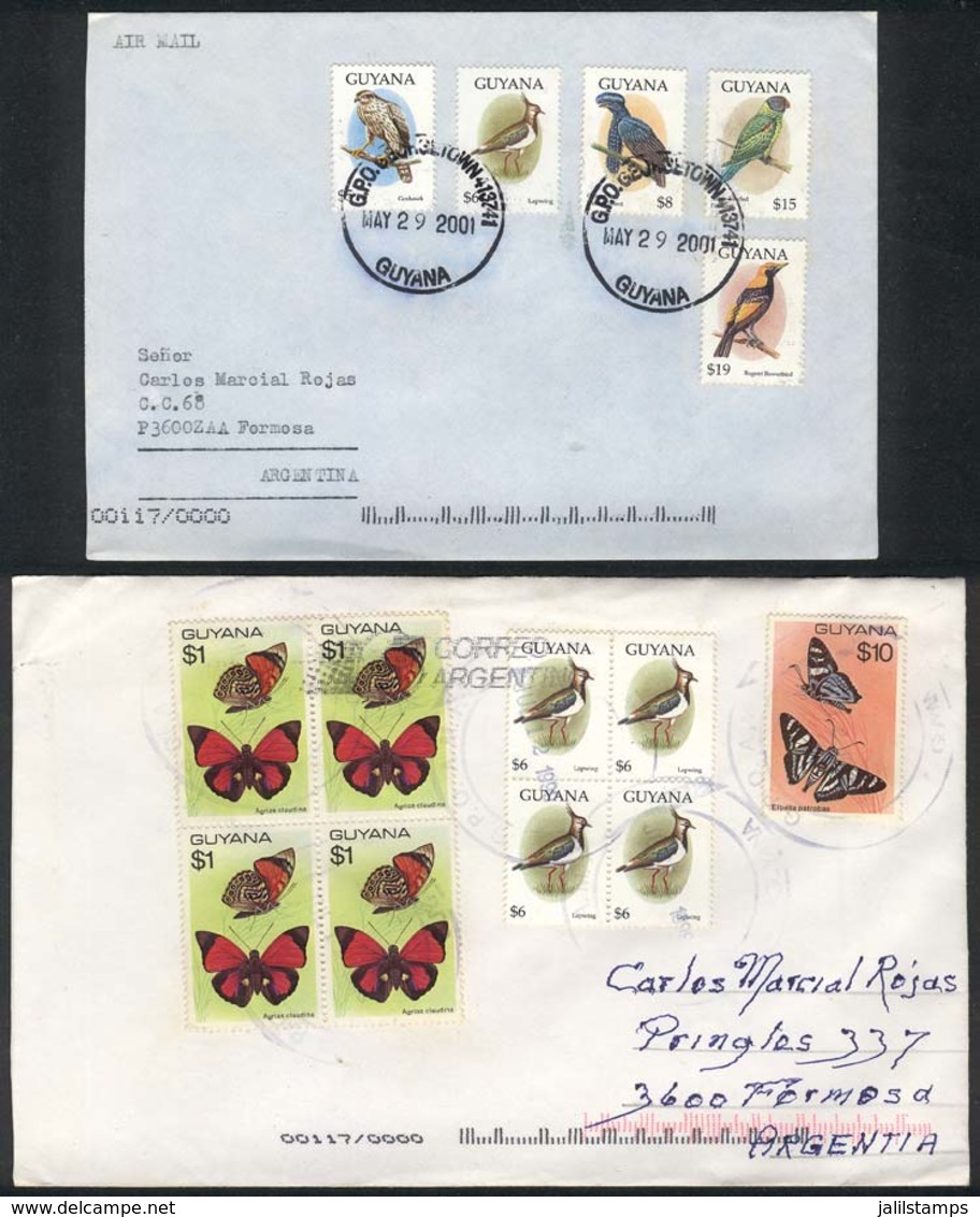 GUYANA: 2 Modern Covers Sent To Argentina With Fantastic And Very Thematic Commemorative Postages! - Guyana (1966-...)