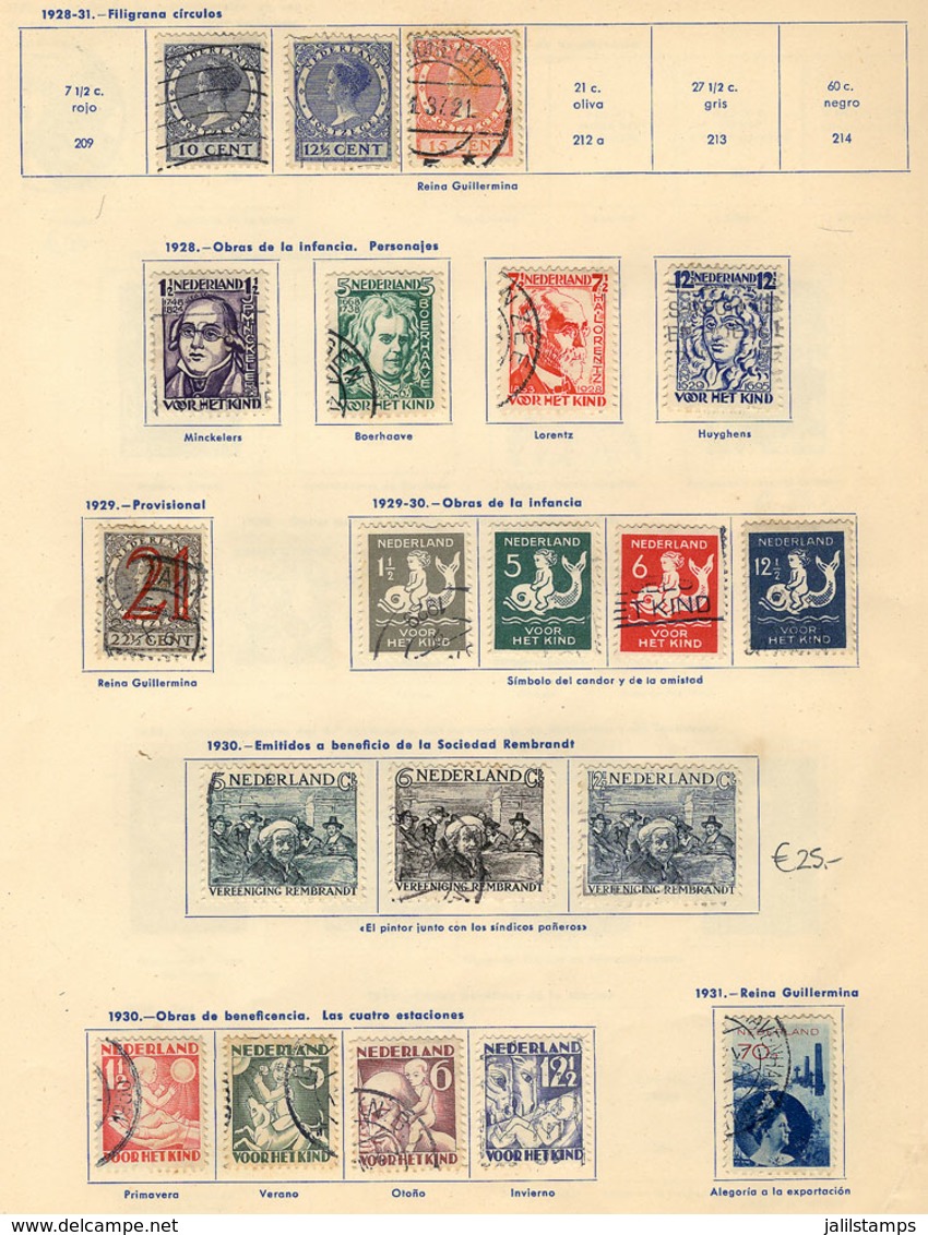 NETHERLANDS: Collection On Album Including Some Good Stamps, Yvert Catalog Value Euros 1,190+ (US$1,360+), Good Opportun - Autres & Non Classés