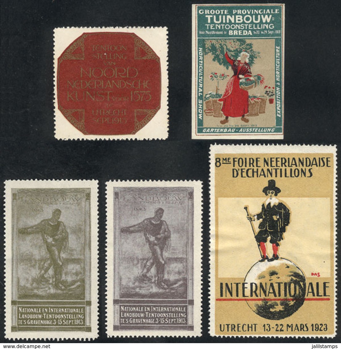 NETHERLANDS: 5 Old Cinderellas Of Various Topics, Excellent And Colorful Designs, General Quality Is Fine To VF, Very Ha - Andere & Zonder Classificatie