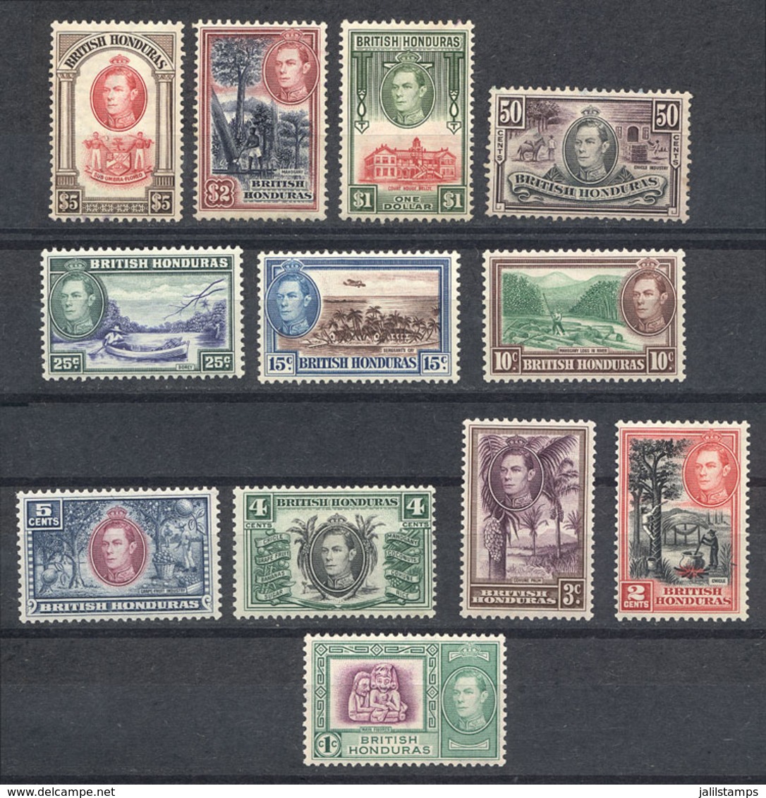BRITISH HONDURAS: Sc.115/126, 1938 Complete Set Of 12 Values, Very Fine Quality, Catalog Value US$77.85 - Brits-Honduras (...-1970)