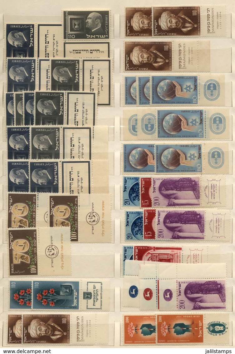 ISRAEL: Stock Mounted In Stockbook, With Large Number Of Very Thematic Stamps And Complete Sets, Most MNH And With Tab,  - Verzamelingen & Reeksen