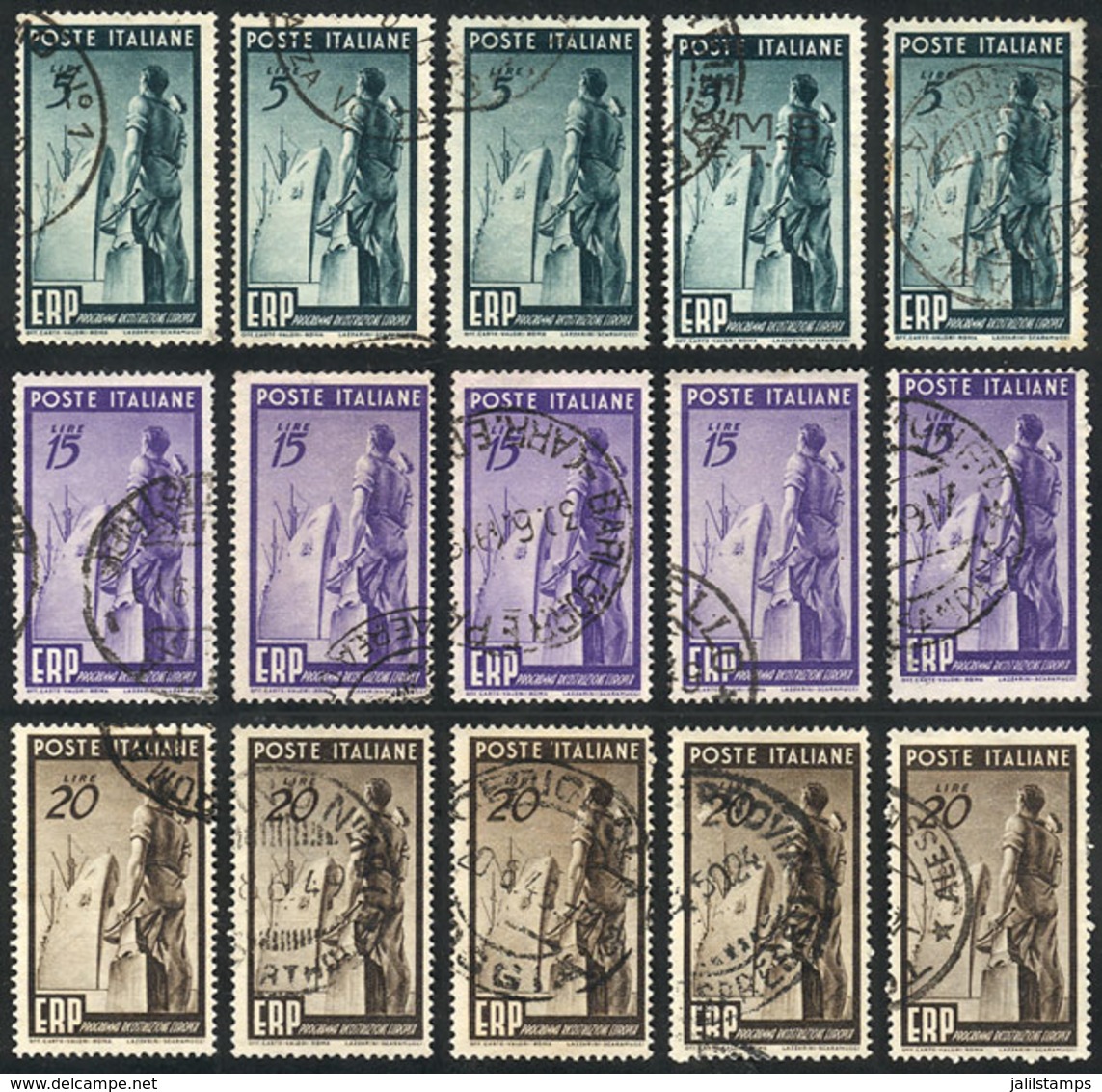 ITALY: Yvert 539/541, 1949 Reconstruction Of Europe, 5 Complete Used Sets, VF Quality, Catalog Value Euros 275 - Unclassified