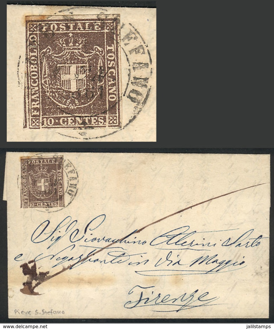 ITALY: Entire Letter Sent From PIEVE SAN STEFANO To Firenze On 1/JA/1861, Franked By Sc.19 Of Toscana, Very Nice, Scott  - Andere & Zonder Classificatie