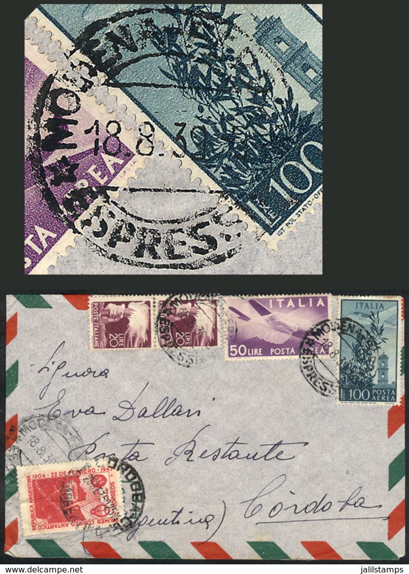 ITALY: "ERROR In Postmark + MIXED Postage: Airmail Cover Franked With 190L. Sent From Modena To Argentina On 18/SE/1950, - Andere & Zonder Classificatie
