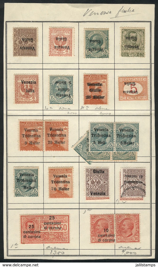 ITALY - VENEZIA GIULIA++: VARIETIES: Page With Stamps Of Venezia Giulia + Trente And Trieste + Venezia Tridentina Issued - Afgestempeld