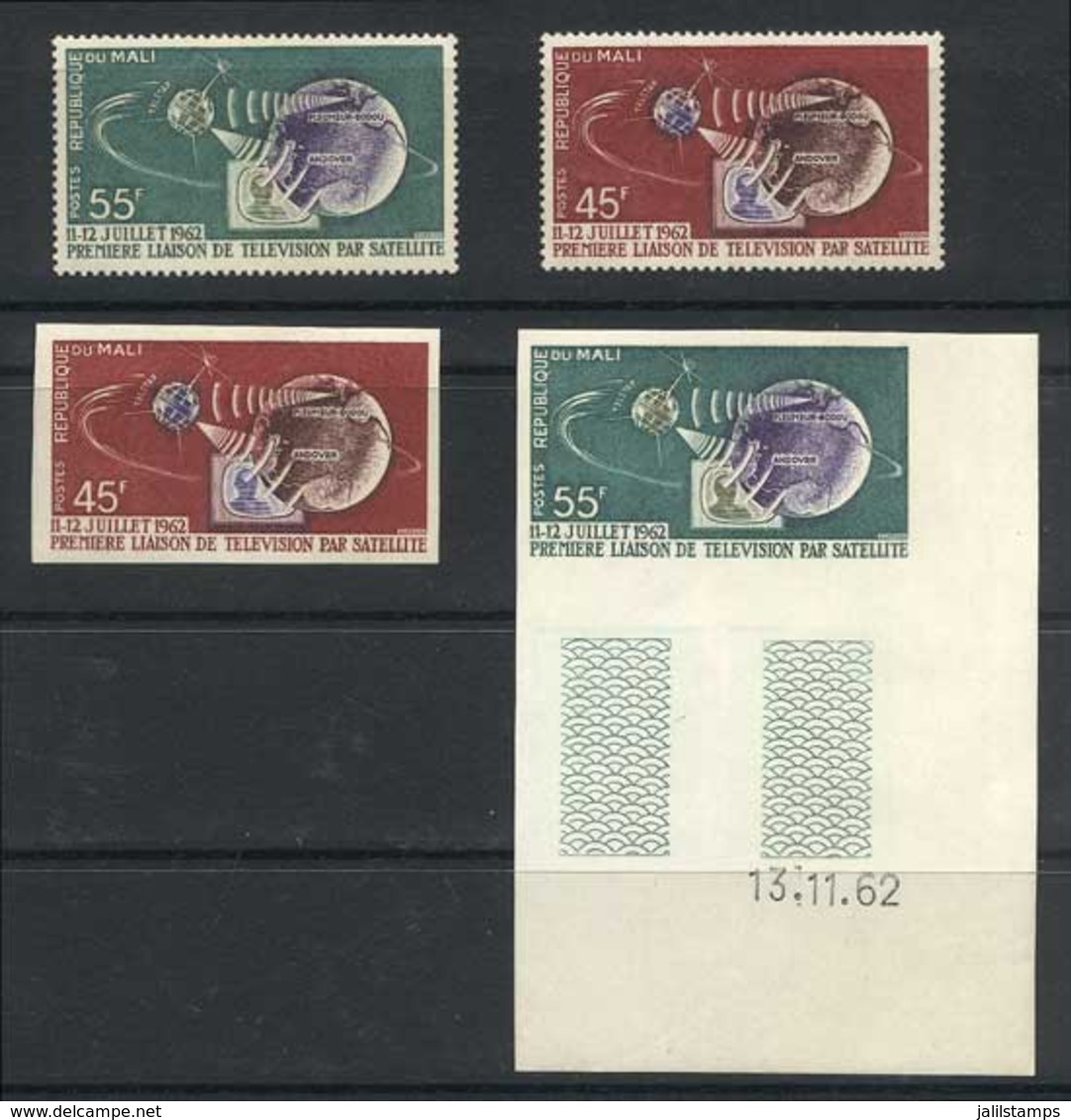 MALI: Yvert 41/42, 1962 First Satellite Television Transmission, Set Of 2 Values Perforated And IMPERFORATE, VF Quality! - Mali (1959-...)