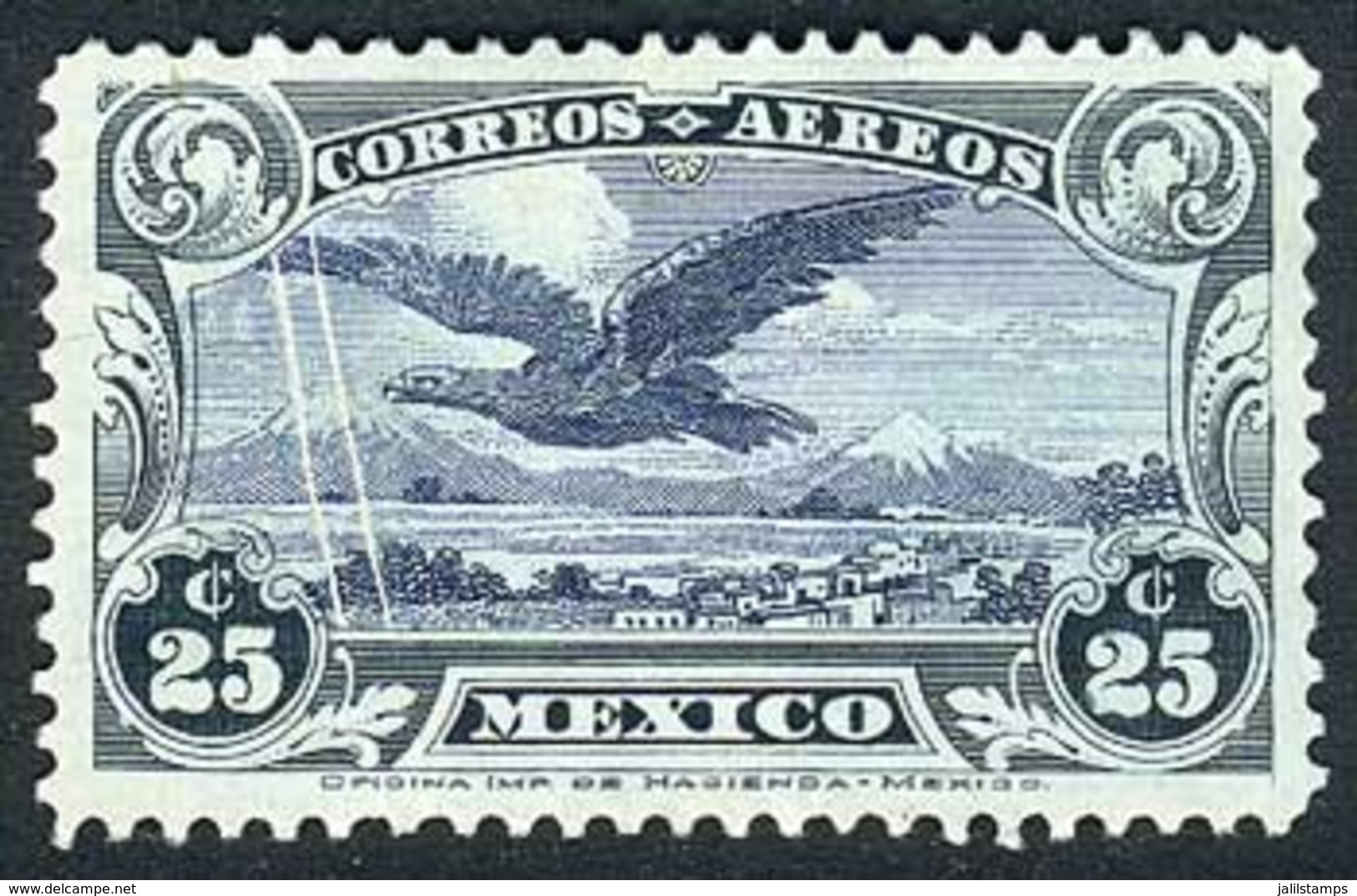 MEXICO: Sc.C4, In Green And Blue Instead Of Dark Green And Brown, Also With Two Interesting Paper Folds. Small Thin On R - México