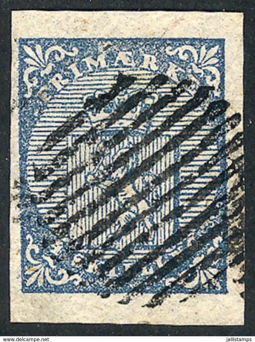 NORWAY: Sc.1, 1855 4s. Blue, Used, Wide Margins, VF Quality! - Other & Unclassified