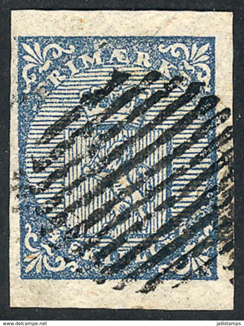 NORWAY: Sc.1, 1855 4s. Blue, Used, Wide Margins, VF Quality! - Autres & Non Classés