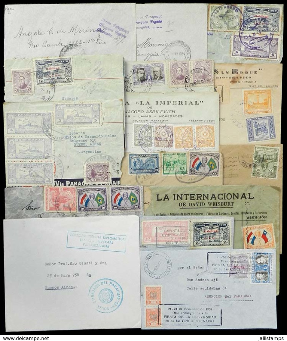 PARAGUAY: 15 Covers Used Between 1939 And 1955, Interesting And Varied Postages And Postmarks, Fine Quality! - Paraguay