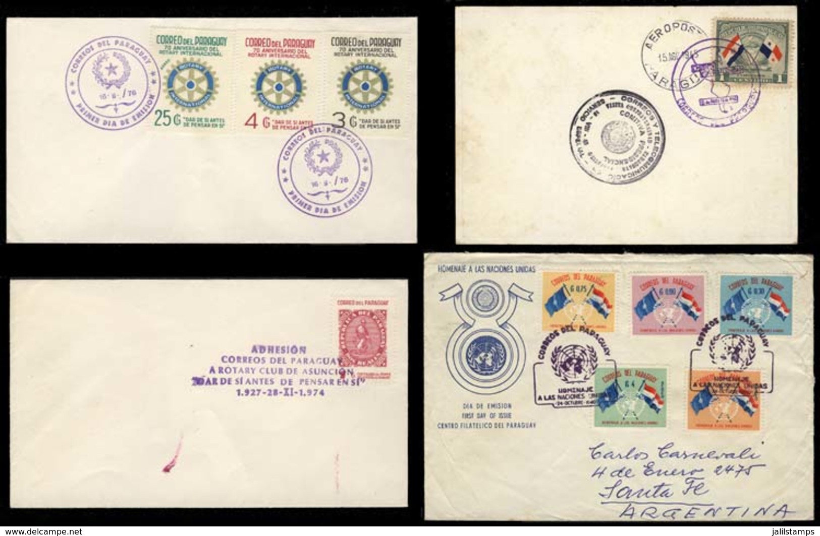 PARAGUAY: 4 Interesting Covers / Cards With Special Postmarks, First Day Postmark, Etc. - Paraguay