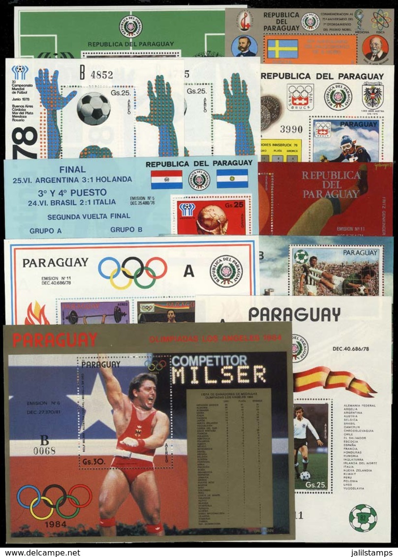 PARAGUAY: TOPIC SPORT: 11 Souvenir Sheets, MNH And Of Excellent Quality, Topic Sports (most FOOTBALL), Very High Catalog - Paraguay