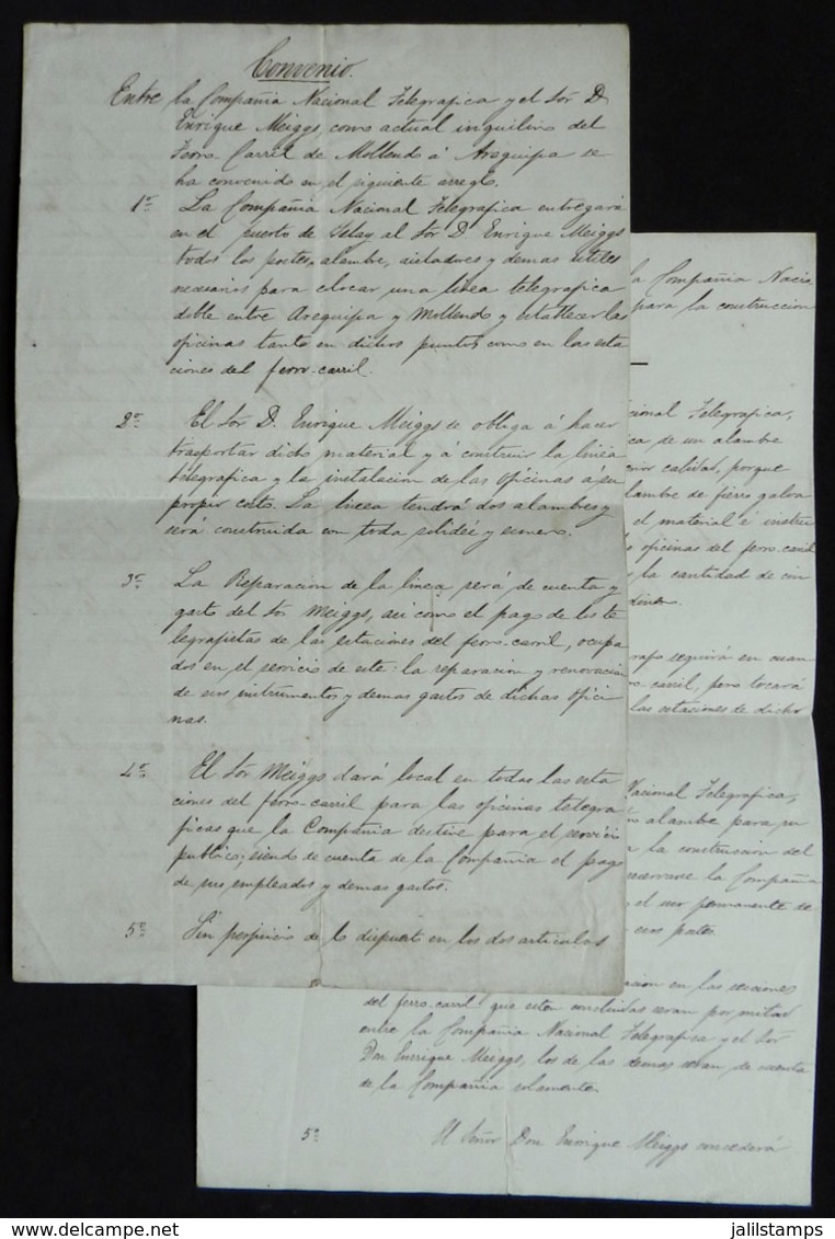 PERU: VERY RARE DOCUMENTS: 2 Documents Or Drafts Of Documents Of The Year 1871 Between The Nacional Telegraph Company (o - Peru