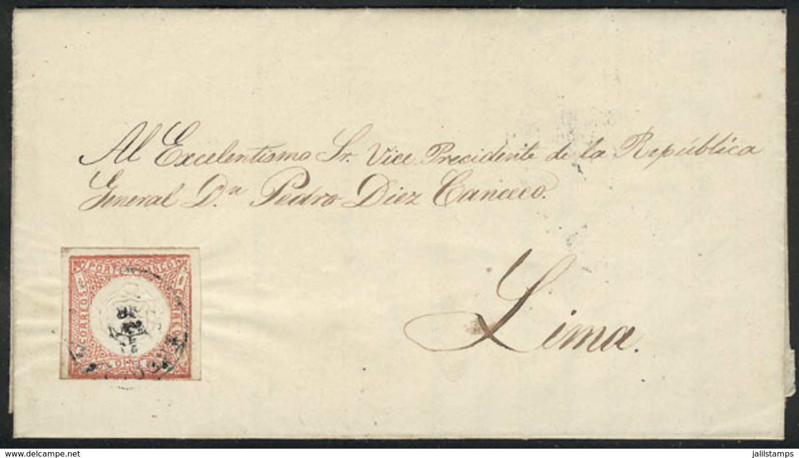 PERU: Entire Letter Sent From Arequipa To Lima On 22/NO/1865 To Pedro Diez Canceco (President Of The Republic), Franked  - Peru