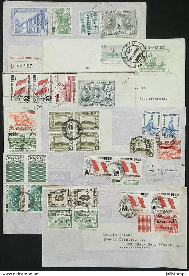 PERU: 20 Covers Sent To Argentina (almost All Of The 1950s), Most Airmail And Many Registered. With Some Nice Postages,  - Peru