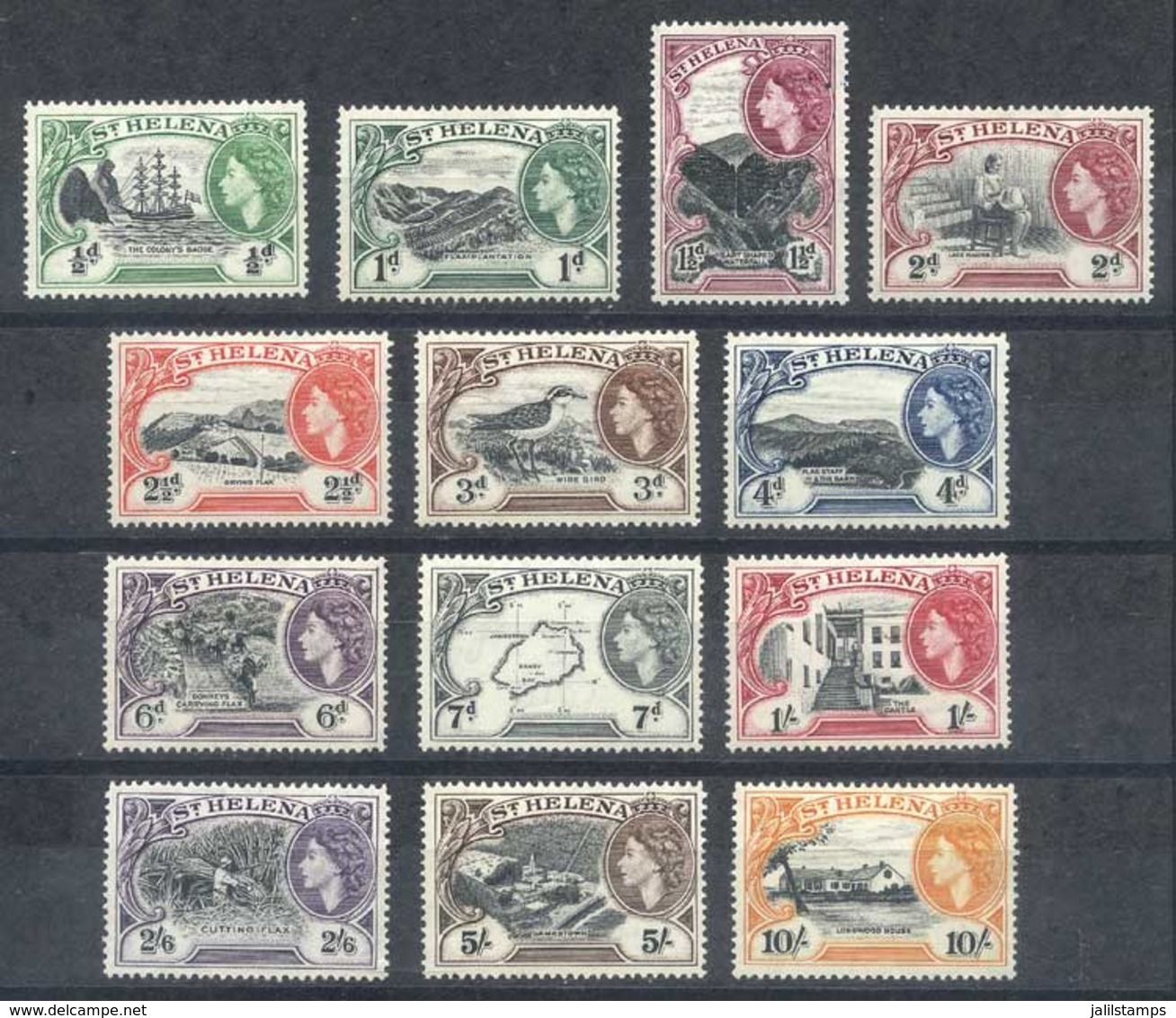 SAINT HELENA: Sc.140/152, 1953 Bird And Landscapes, Complete Set Of 13 Values, Very Fine Quality, Catalog Value US$103+ - Sint-Helena