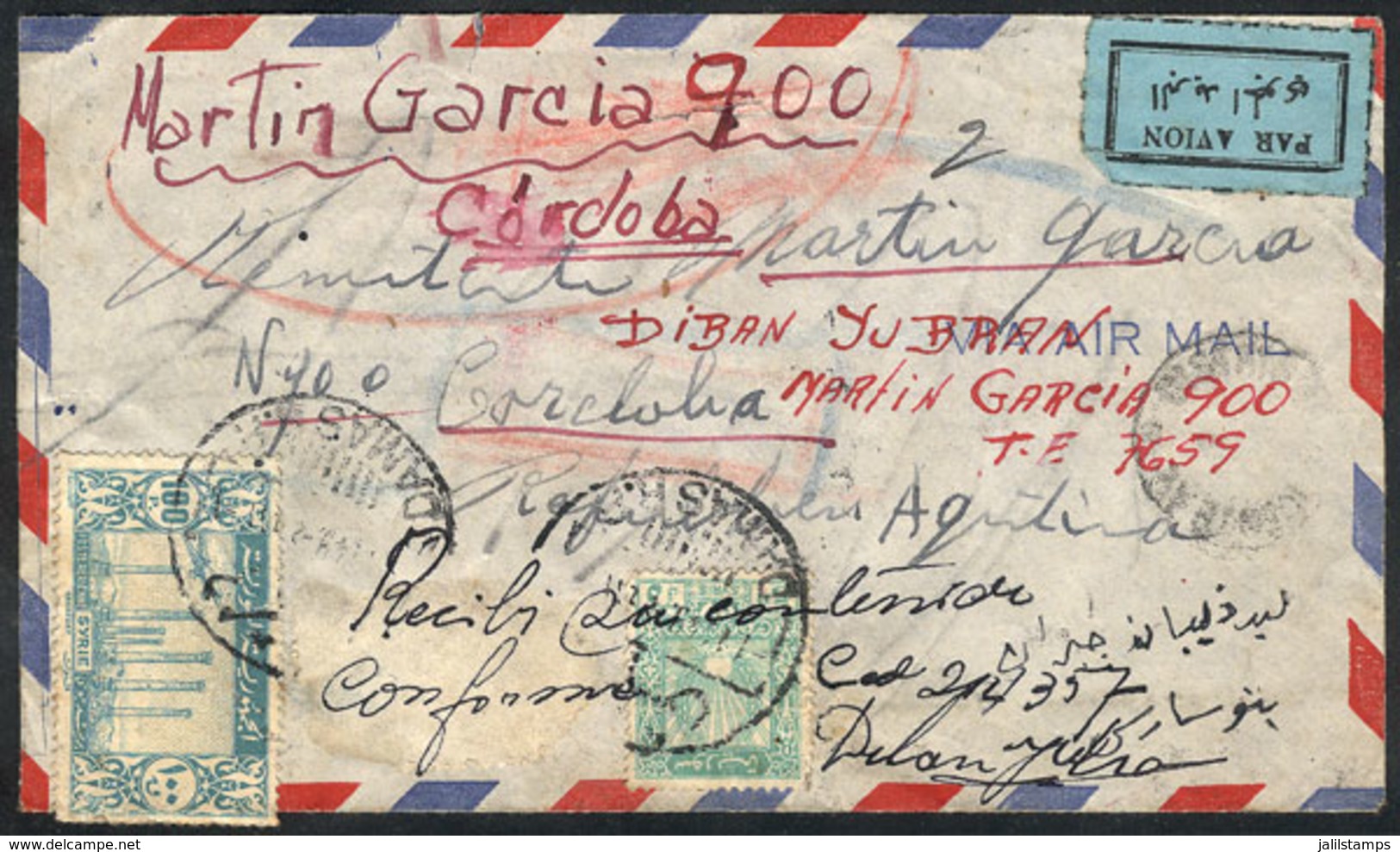SYRIA: "Airmail Cover Sent To Córdoba (Argentina) On 1/NO/1949, The Address Was Not Very Neat (difficult To Read), And S - Syrie