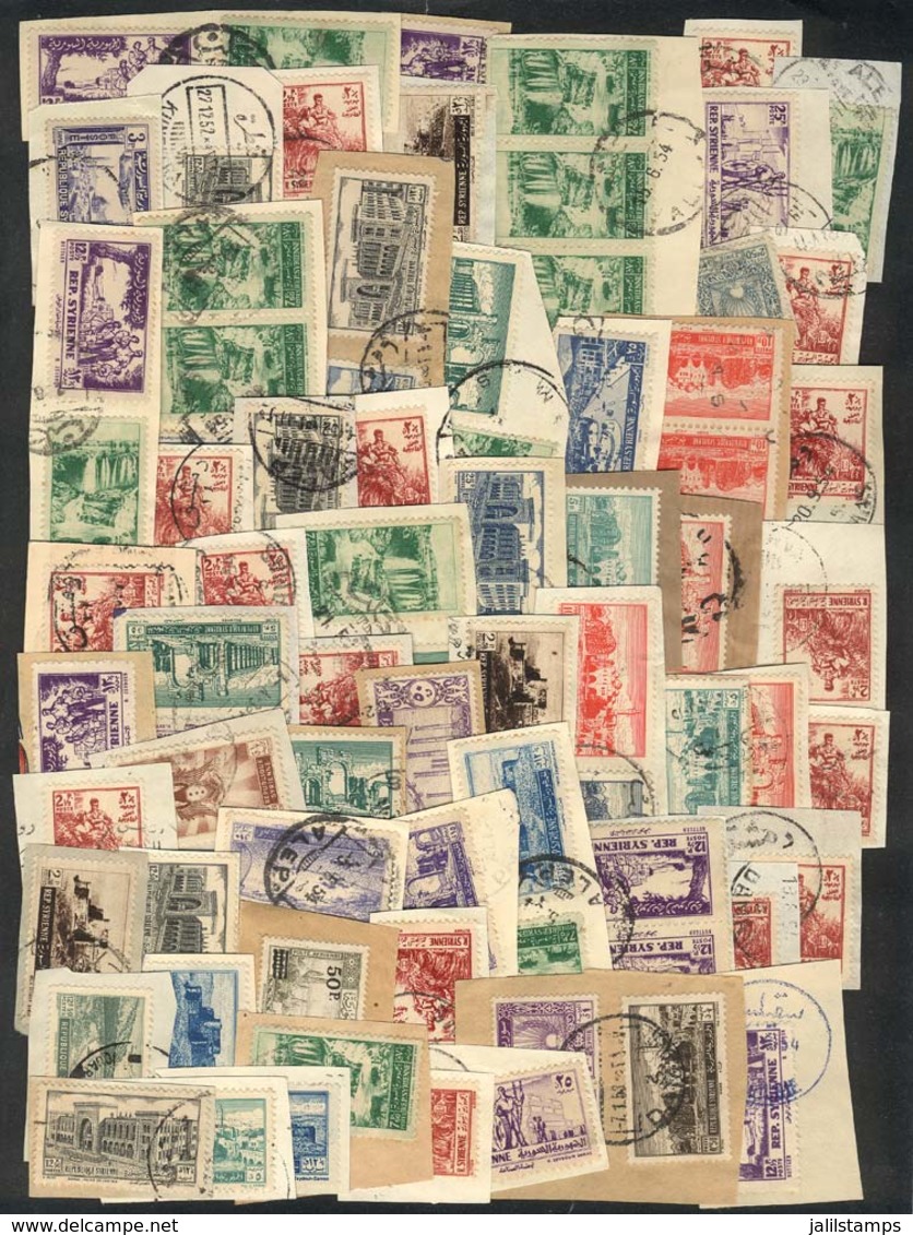 SYRIA: Lot Of Large Number Of Stamps On Fragments, VF Quality! - Syrie