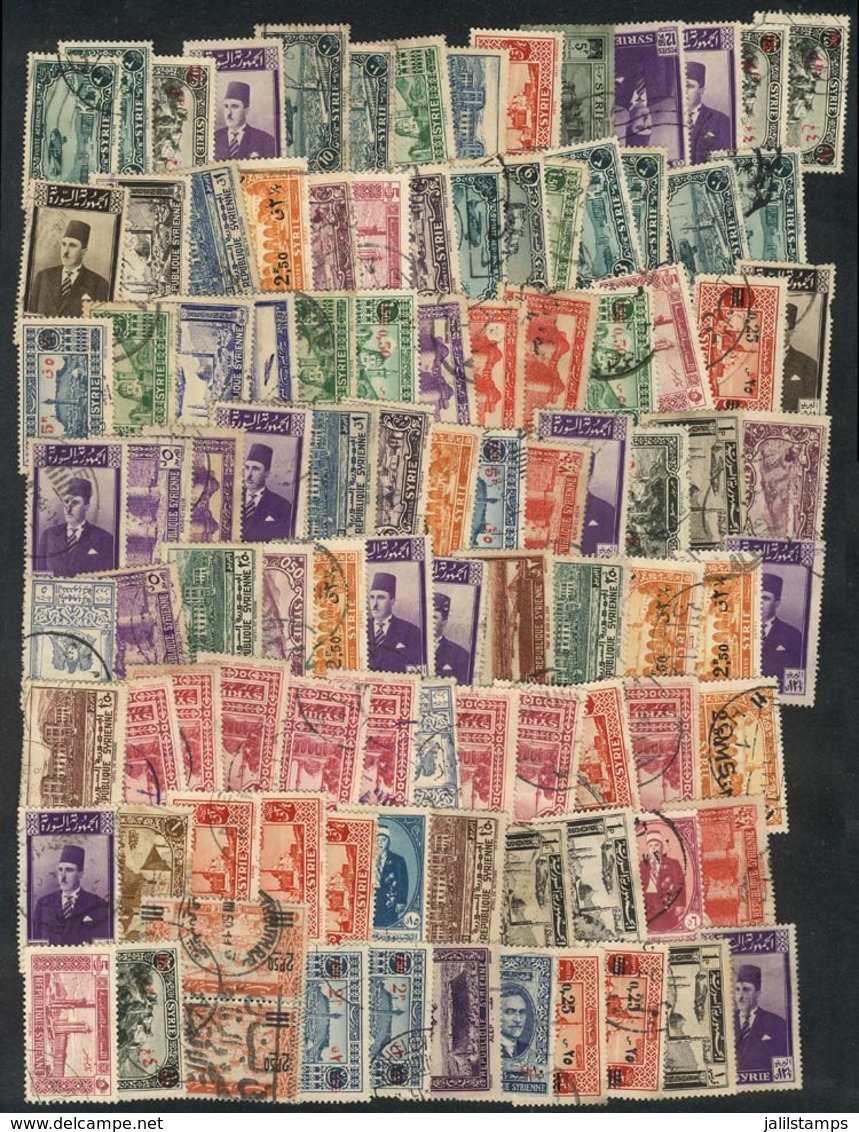 SYRIA: Lot Of Large Number Of Used Stamps On Fragments, Perfect Lot To Look For Rare Postmarks, VF Quality! - Syrië