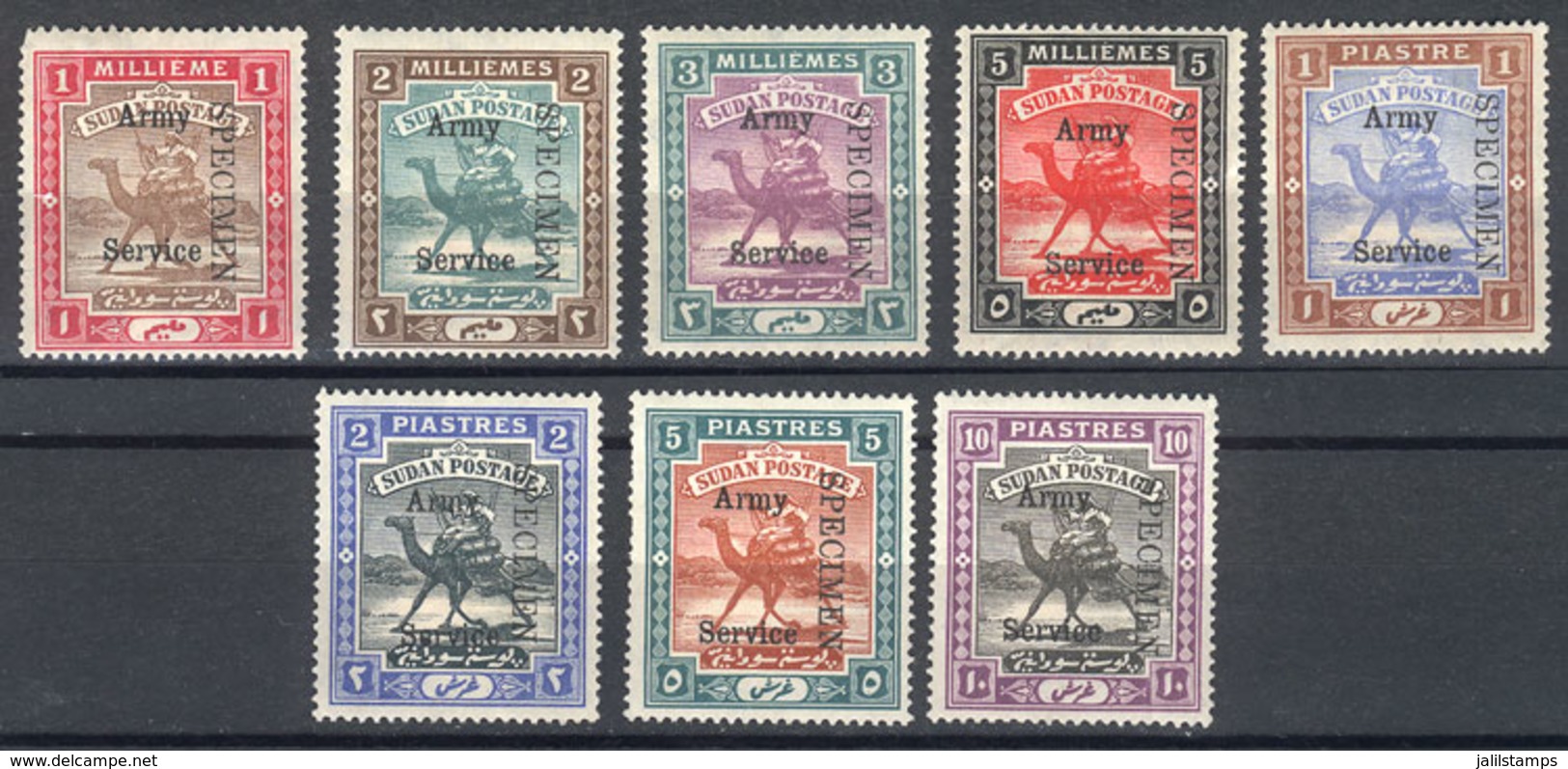 SUDAN: Sc.MO5/MO12, 1906/11 Complete Set Of 8 Values With Additional Overprint SPECIMEN, All With Part Gum, One With Def - Sudan (...-1951)