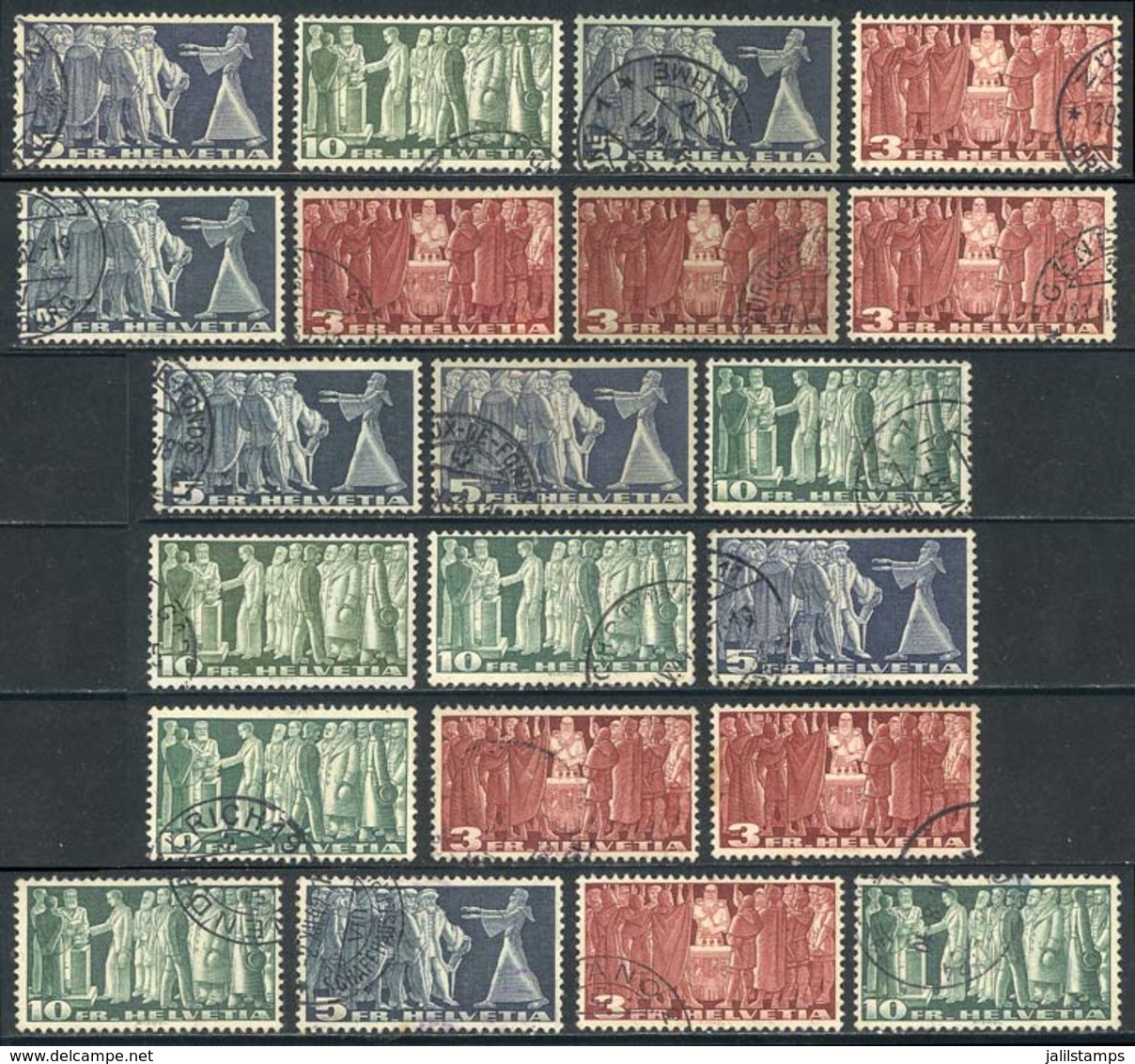 SWITZERLAND: Scott 244/246 X7 Used Sets, VF Quality, Catalog Value US$300+ - Other & Unclassified