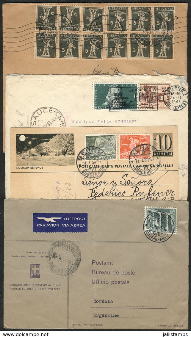 SWITZERLAND: 4 Covers / Cards Sent To Argentina Between 1933 And 1953, Interesting Group. - ...-1845 Prephilately