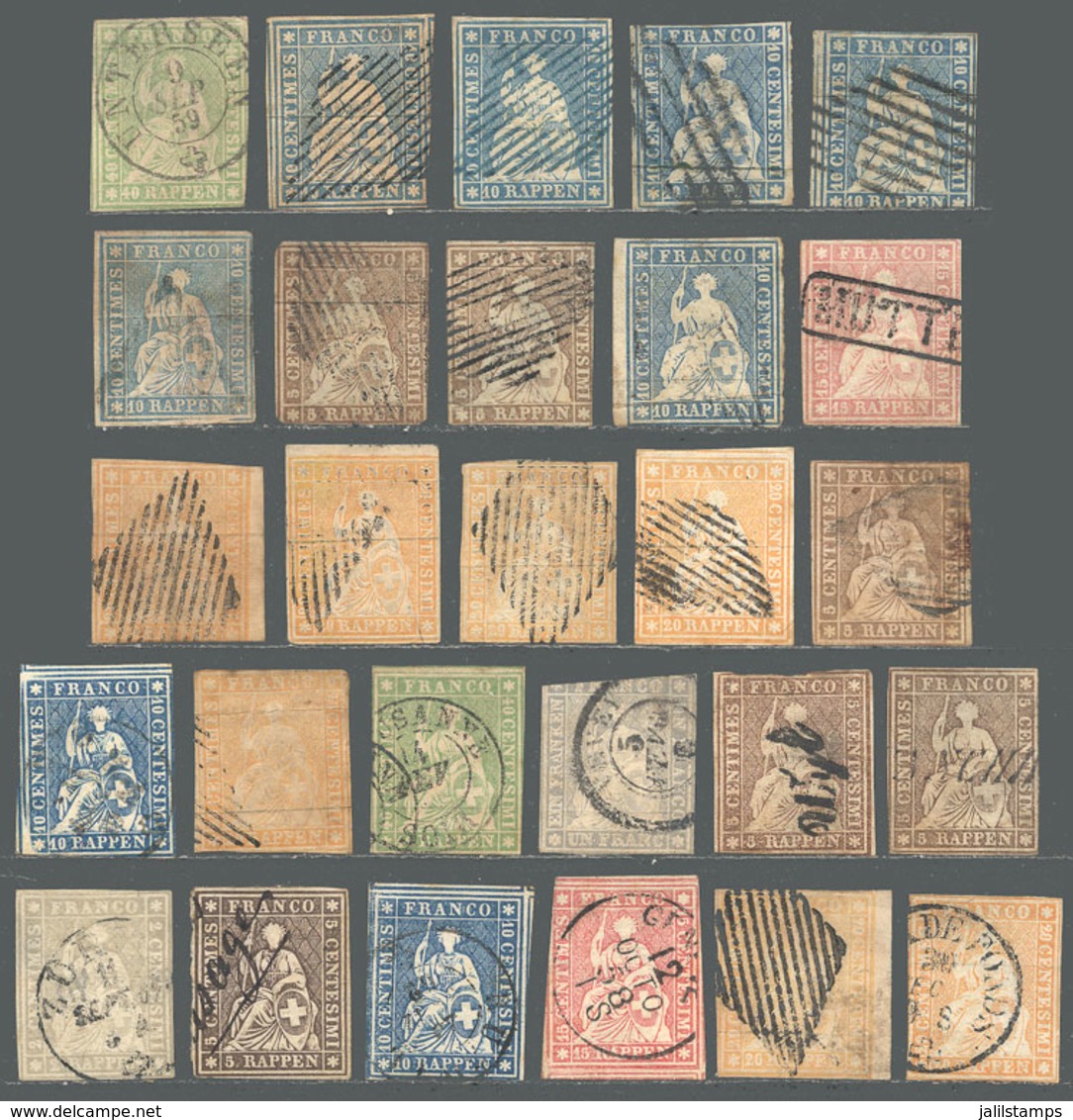 SWITZERLAND: Lot Of Used Stamps Issued Between 1854 And 1862, Varied Printings, Also Some Nice Cancels. Mixed Quality, T - Collections