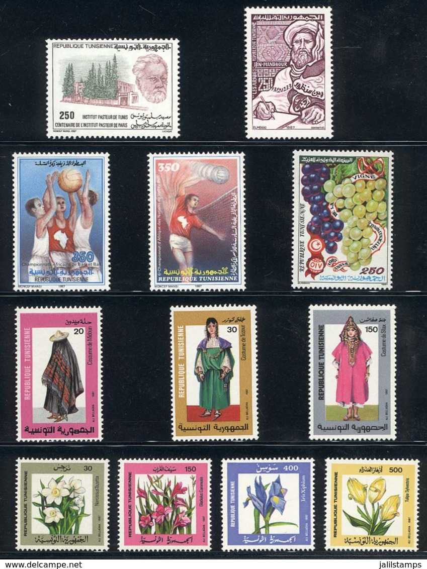 TUNISIA: Small Post Folder With Stamps And Souvenir Sheets Issued In 1987/8, MNH, Excellent Quality, Very Thematic. - Tunesië (1956-...)