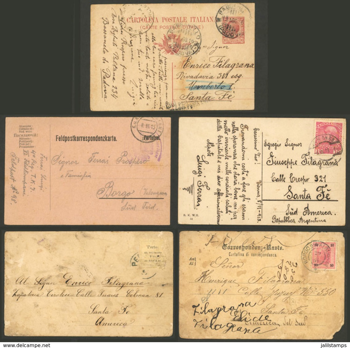 WORLDWIDE: Lot Of Postcards, Etc., Most Of Italy, Many Sent To Argentina, There Are Nice Views, Almost All With Defects, - Andere & Zonder Classificatie