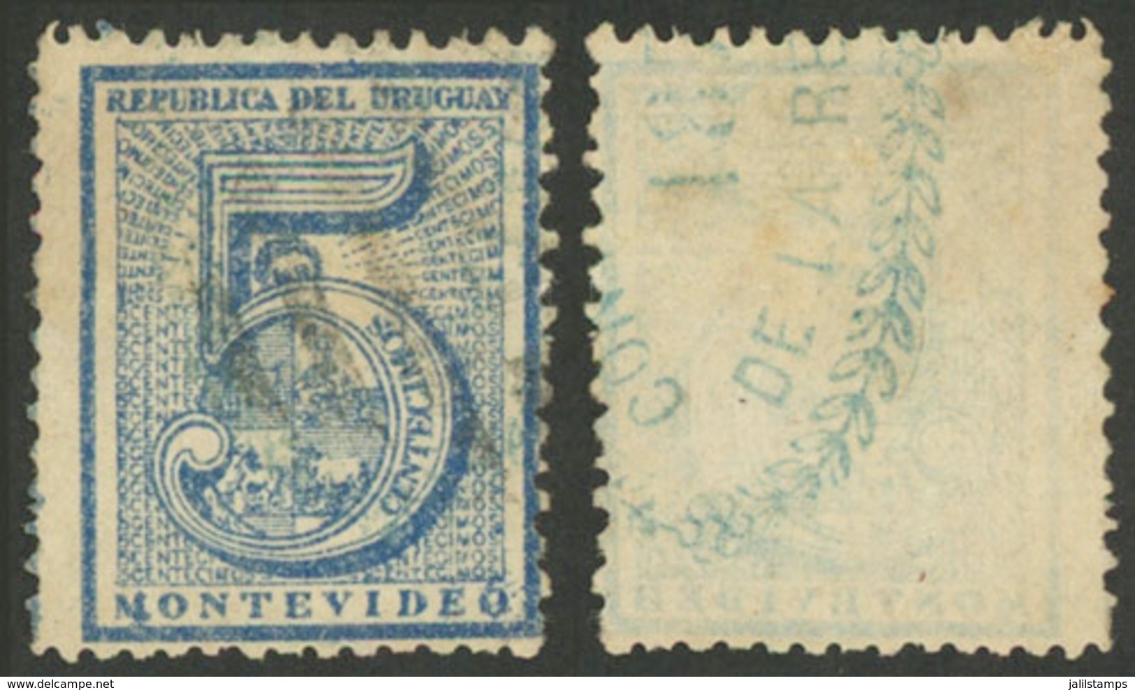 URUGUAY: Sc.35, With Interesting Control Mark On Back, VF Quality! - Uruguay