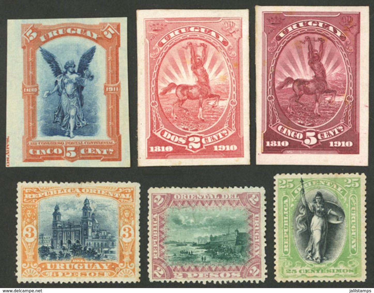 URUGUAY: PROOFS: Interesting Small Lot Of Old Trial Color Proofs, Very Fine General Quality! - Uruguay