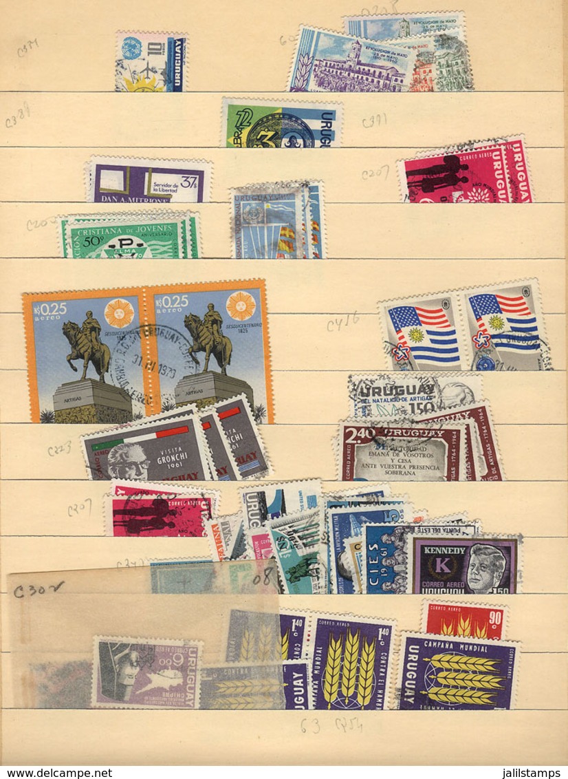 URUGUAY: Many Hundreds Of Used Stamps (a Large Number Are Of Airmail) On Stock Pages. The General Quality Is Very Fine,  - Uruguay