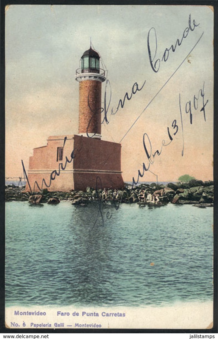 URUGUAY: Montevideo: Punta Carretas Lighthouse, Editor Papelera Galli, Used In 1907, VF! - Uruguay