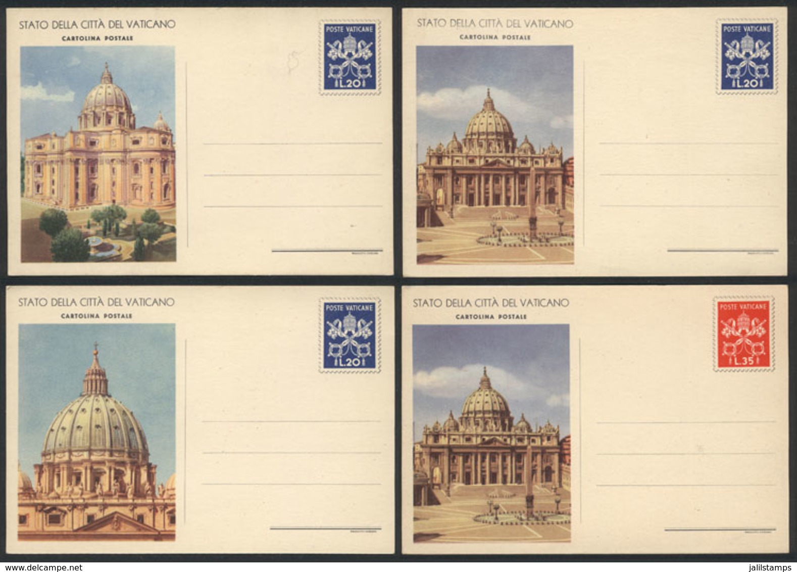 VATICAN: 4 Postal Cards With Different Illustrations Of Churches, Excellent Quality! - Andere & Zonder Classificatie