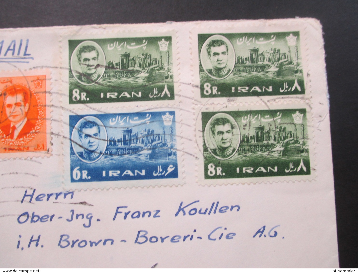 Iran Air Mail / Luftpost Teheran - Düsseldorf. Beleg Mit 6 Marken! - Irán