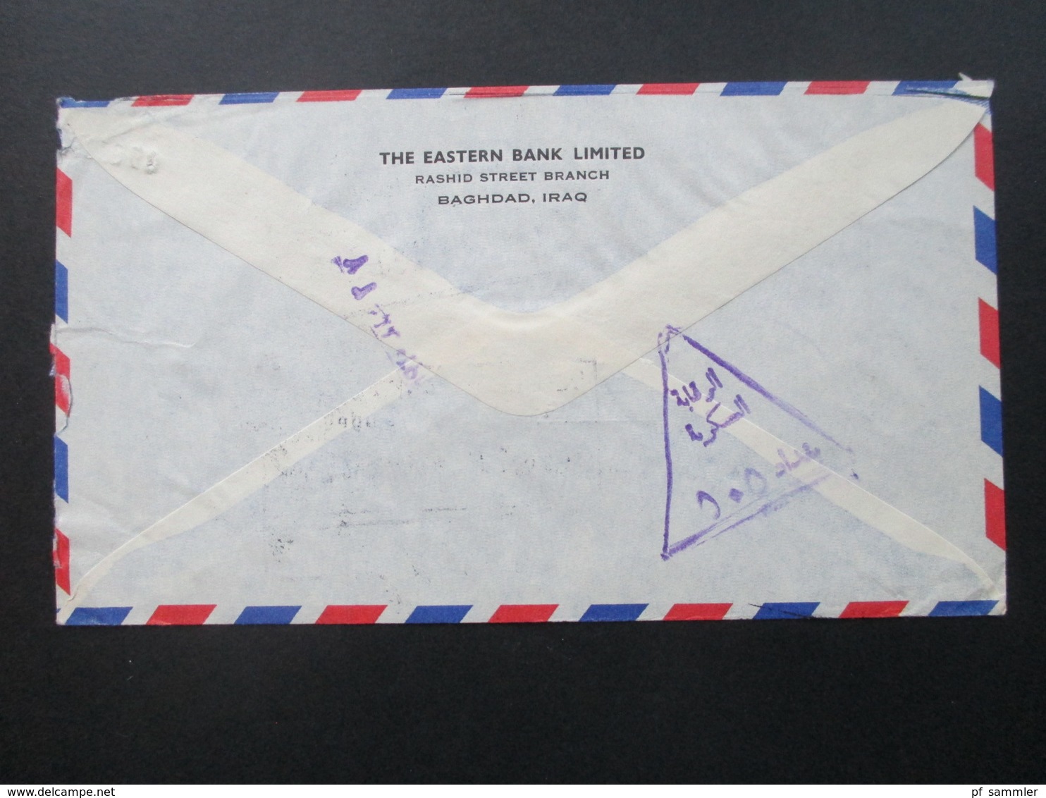 Irak 1960 Luftpost / Air Mail The Eastern Bank Limited Baghdad Iraq Dreieckstempel. 5 Marken - Irak