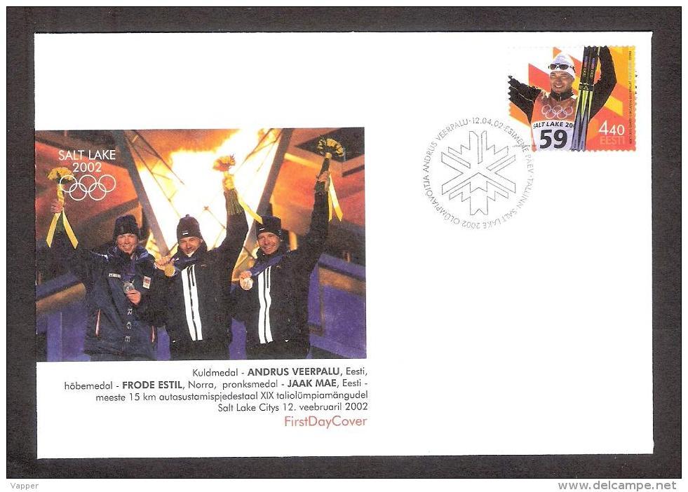 Estonia 2002 Stamp FDC Andrus Veerpalu Olympic 2002 Winner Mi 434 - Winter 2002: Salt Lake City