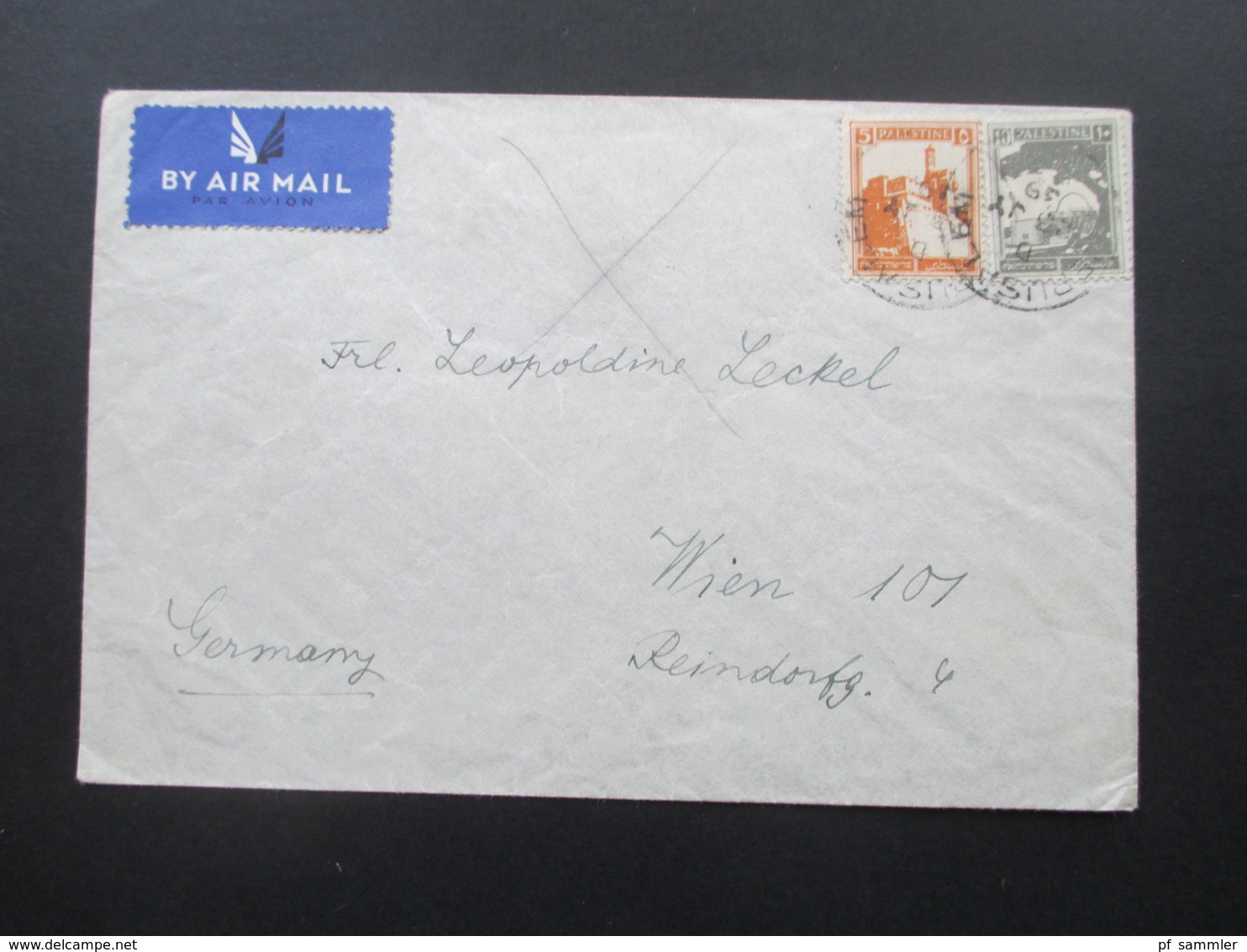 Palästina Palestine 1939 Air Mail / Luftpost Nach Österreich Jerusalem - Wien - Palästina