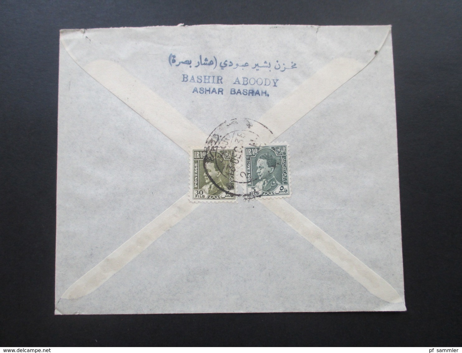 Irak / Iraq 1938 Air Mail / Luftpost Ashar Basra - Apolda August Schroer Fabrik Für Strickkleidung - Iraq