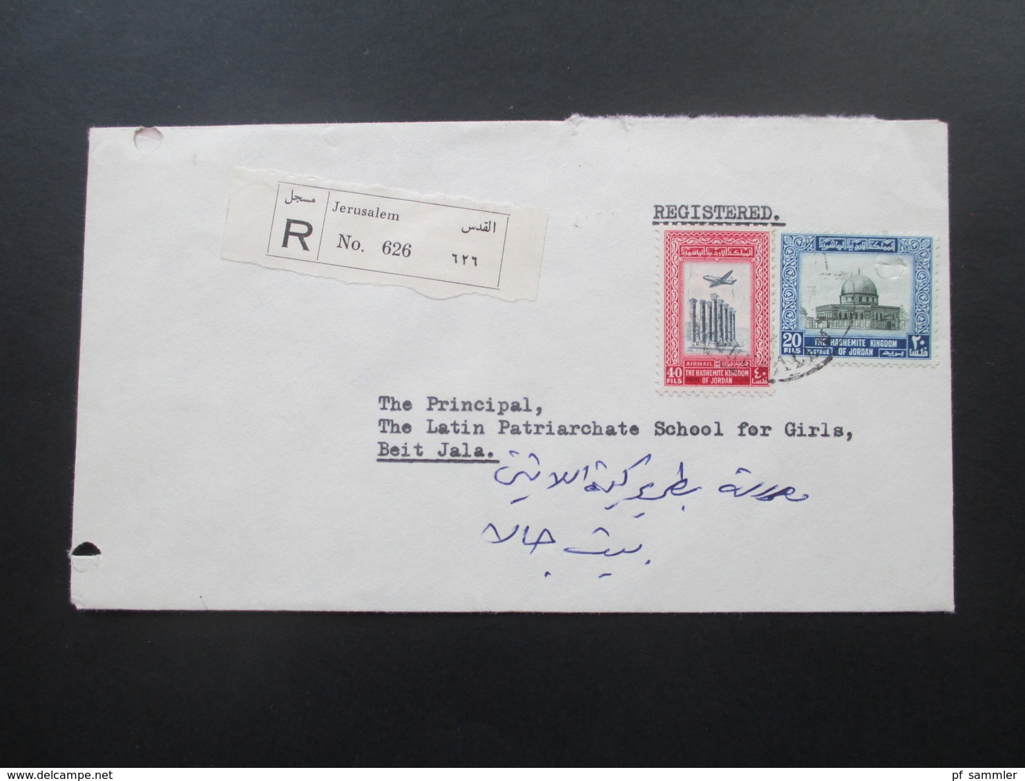 Jordanien 1966 / 67 Registered Letter / Einschr. United Nations Relief and works Agency for Palestine Refugees. 2 Belege