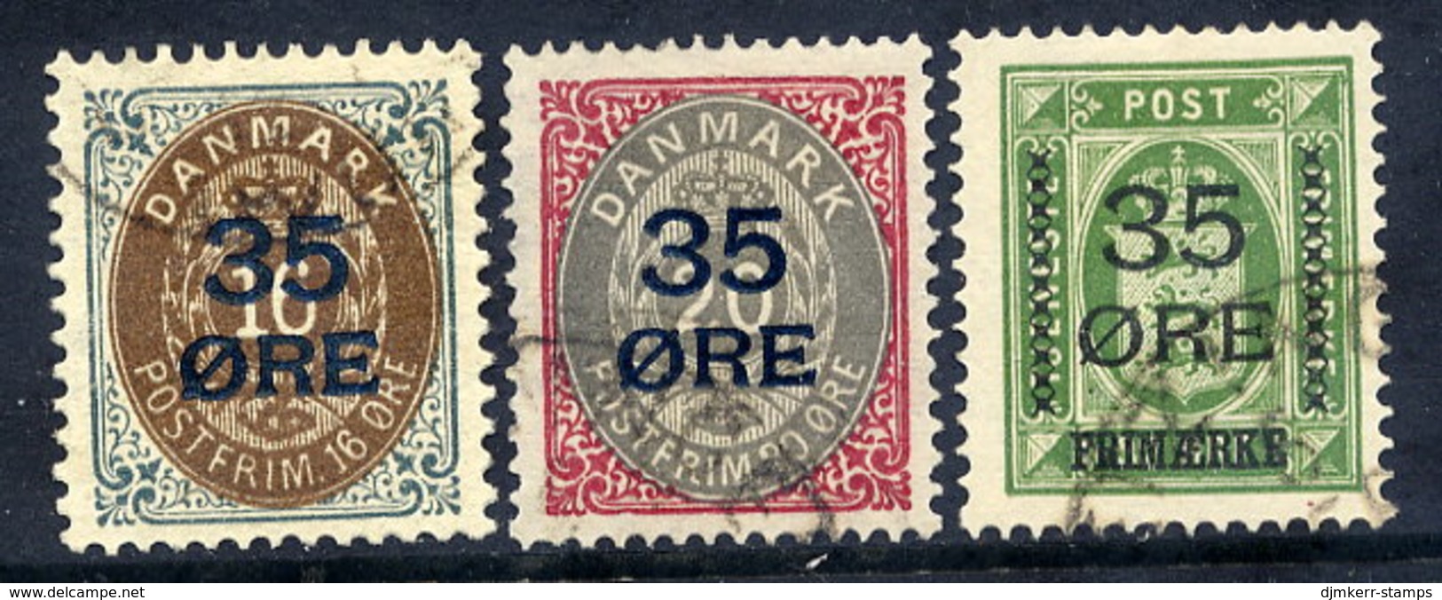 DENMARK 1912 35 Øre Surcharges, Used.  Michel 60-62 - Used Stamps