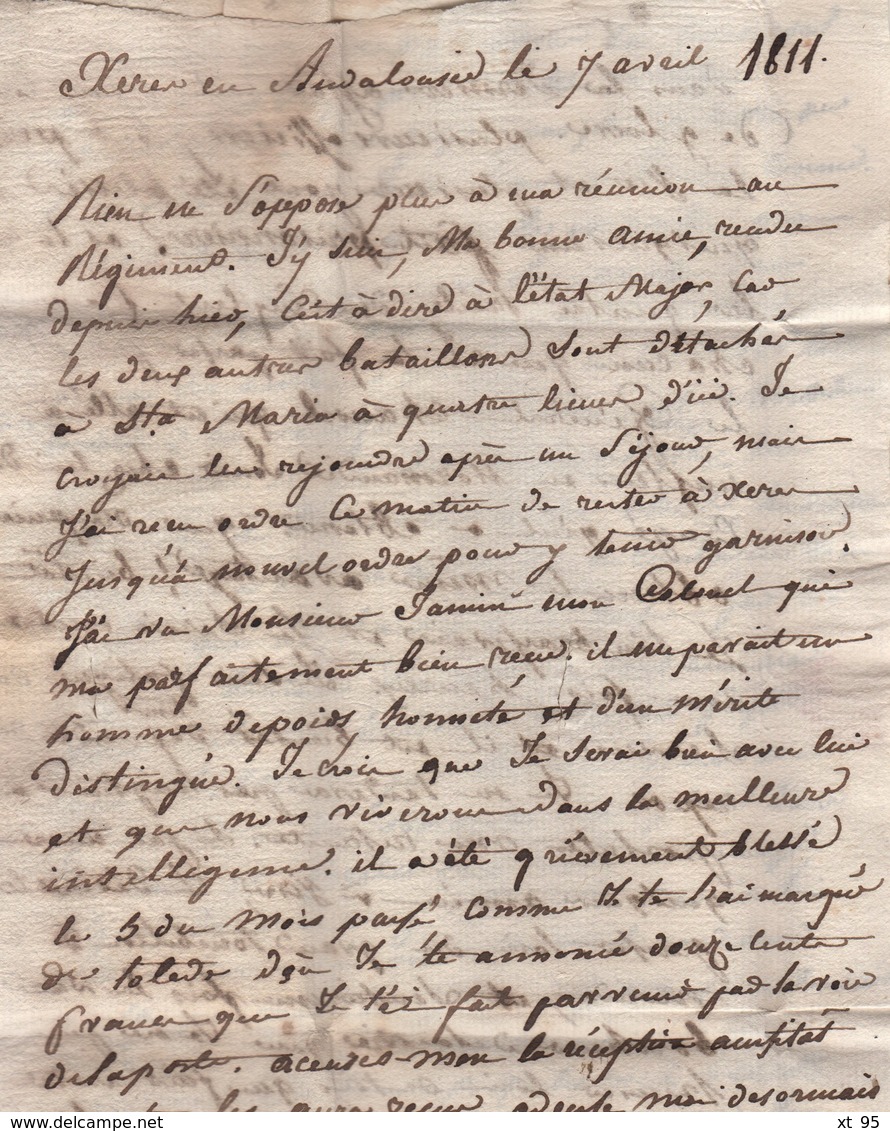 Armee D Espagne N°1 Bureau Principal - Long Courrier (5 Pages) D Un Soldat à Xeres En Andalousie - 1811 - 1801-1848: Précurseurs XIX