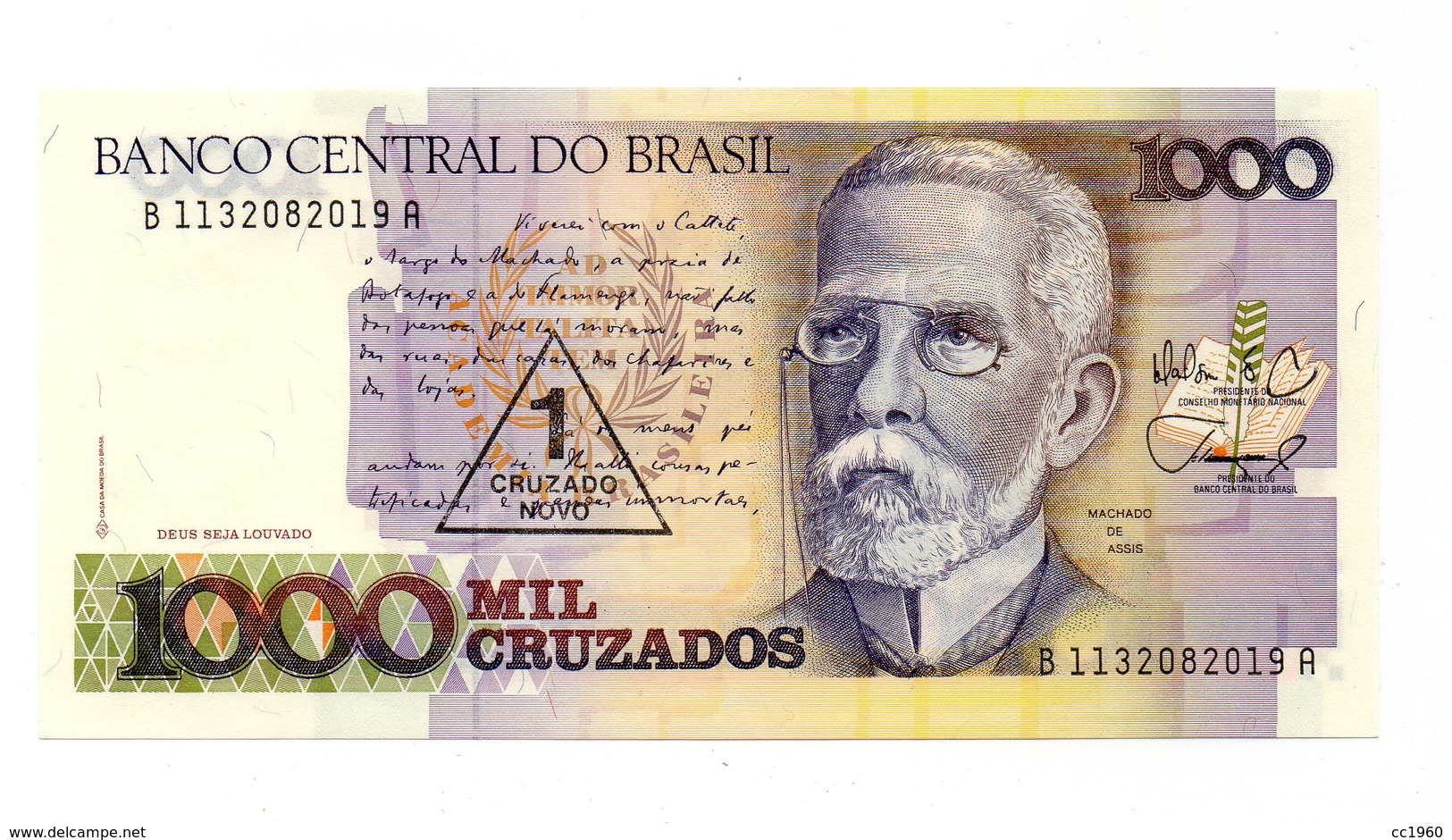 Brasile -1989 - Banconota Da 1000 Cruzados - 1 Cruzado  Nuovo - Nuova - (FDC12185) - Brasile