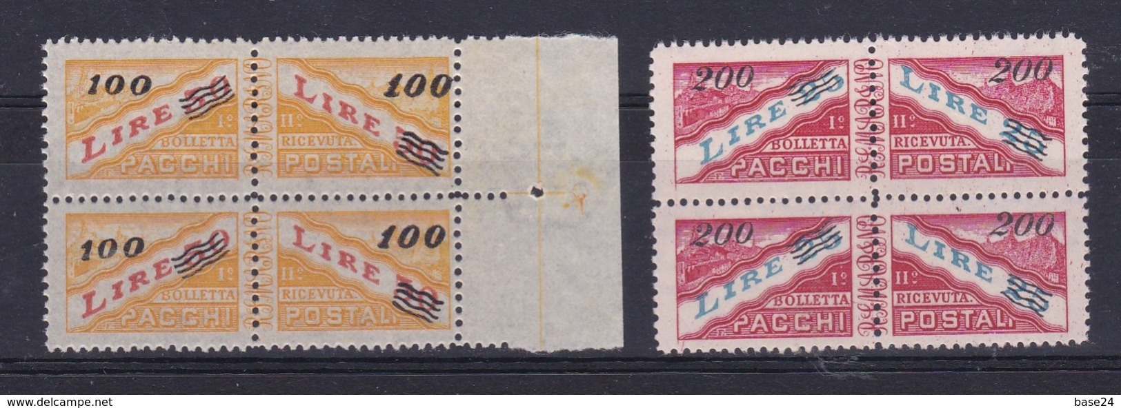 1948 San Marino Saint Marin PACCHI POSTALI SOPRASTAMPATI 2 Serie Di 2v. MNH** Coppia Parcel Post - Parcel Post Stamps