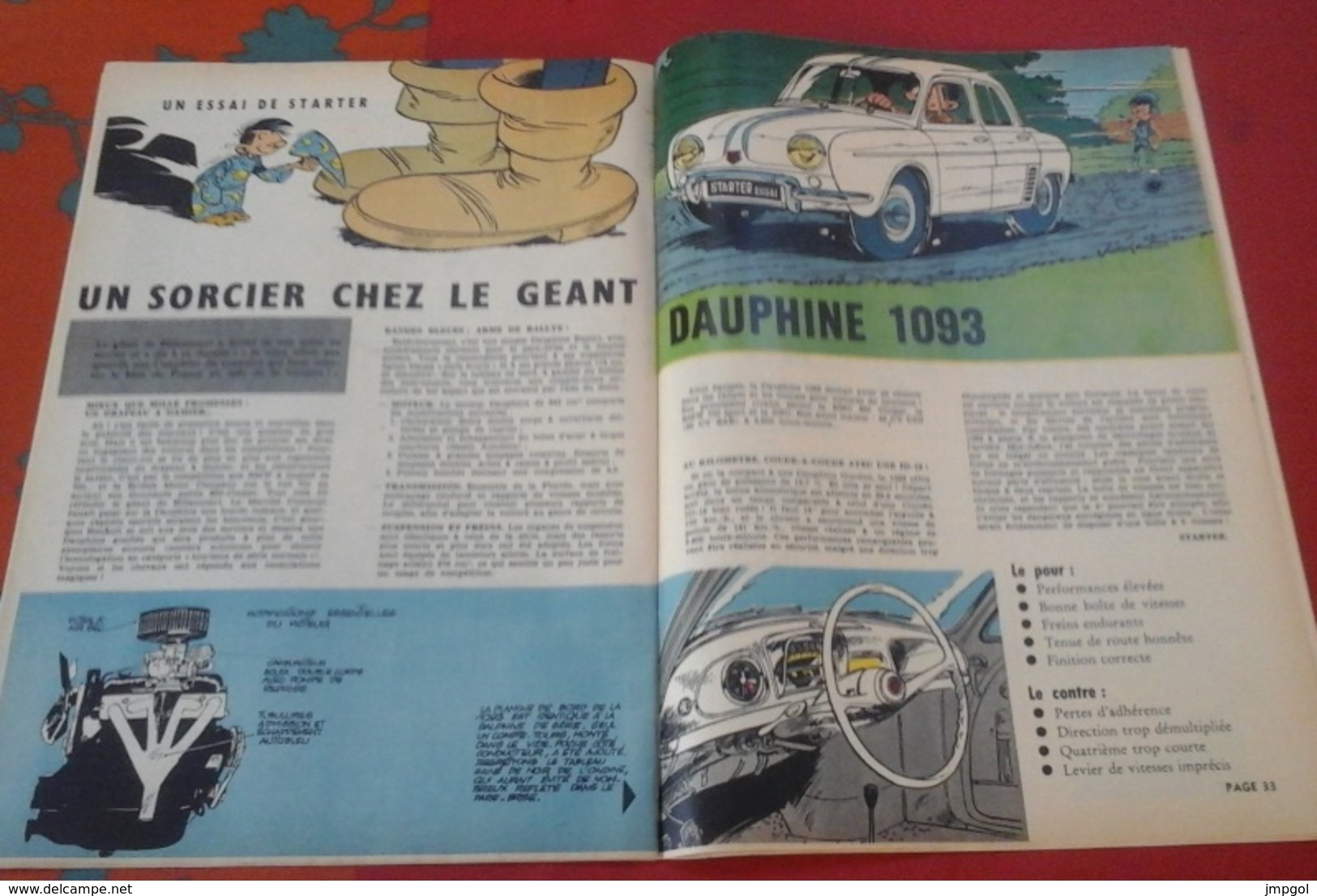 Spirou N° 1261 14 Juin1962 Essai Starter Dauphine 1093 Dessin Jidéhem, Lucky Luke Gaston Lagaffe... - Spirou Magazine