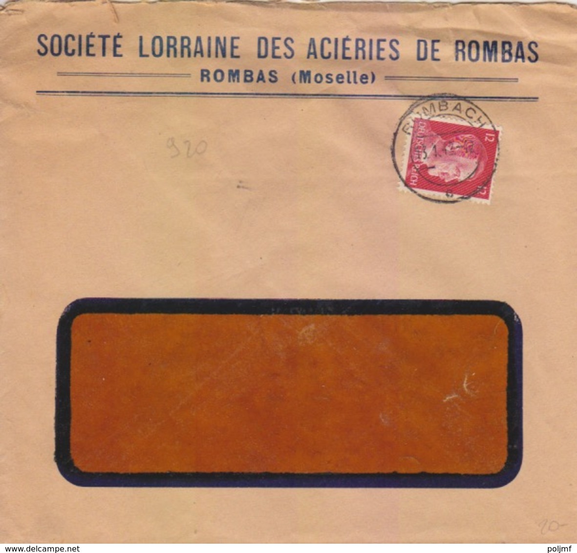 Lettre à Entête Des Aciéries De Rombas (T325 Rombach C) TP Reich 12pf=1°éch Le 13/1/42 - Lettres & Documents