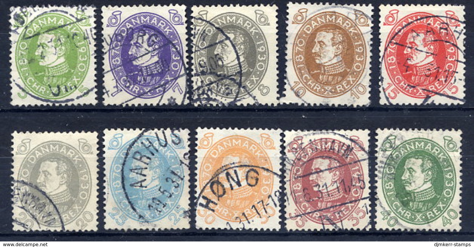 DENMARK 1930 King's 60th Birthday Set Used. Michel 185-94, Facit 246-55 - Used Stamps