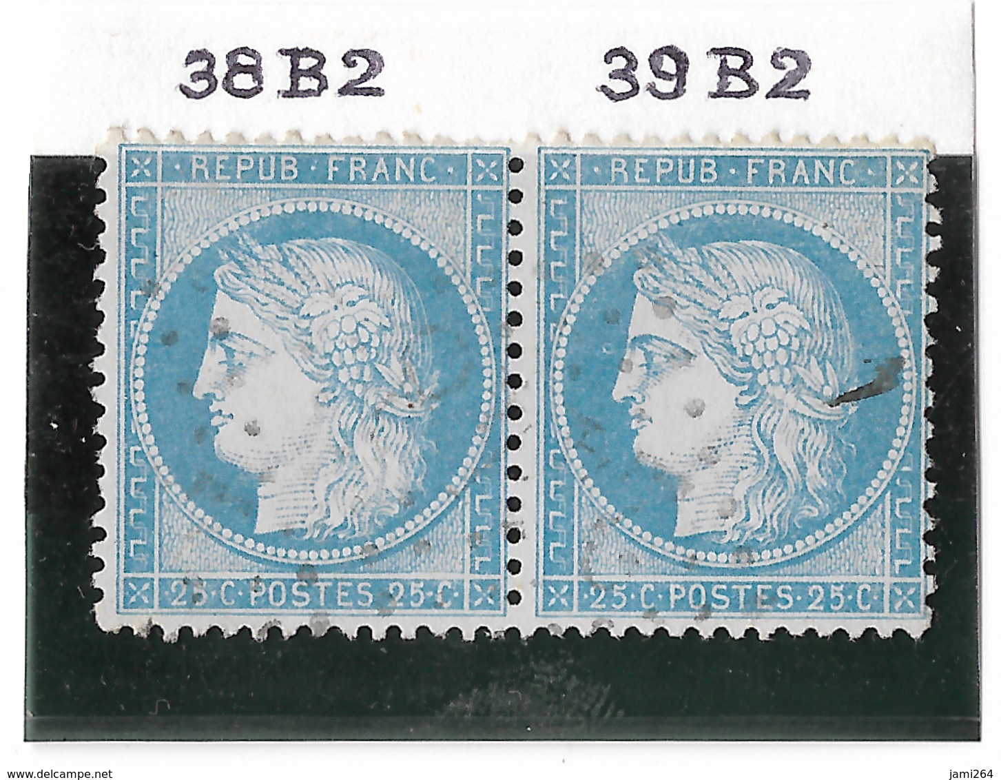 TIMBRES N° 60/1 ;  PAIRE 38/39 B2  ,  BIEN CENTRÉS  ; TTB - 1871-1875 Cérès