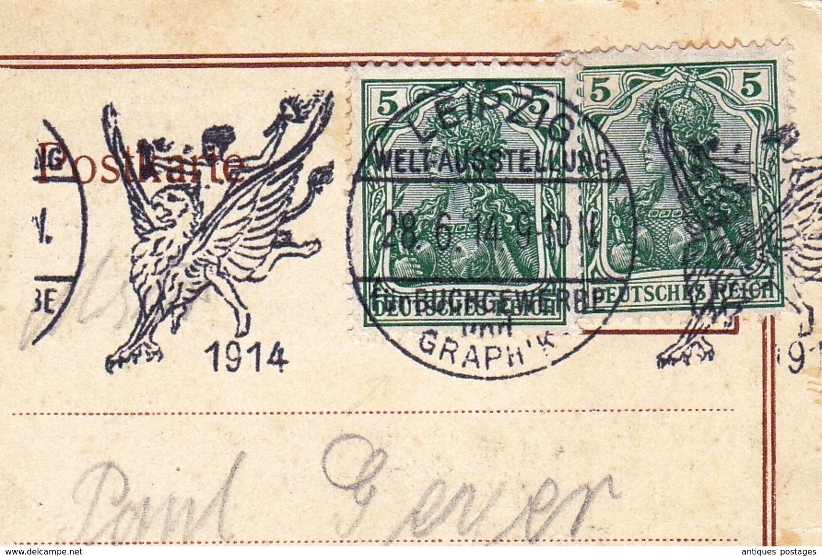 Carte Postale Leipzig 1914 Deutschland Allemagne Weltausstellung Für Buchgewerbe Und Graphik Bugra - Brieven En Documenten